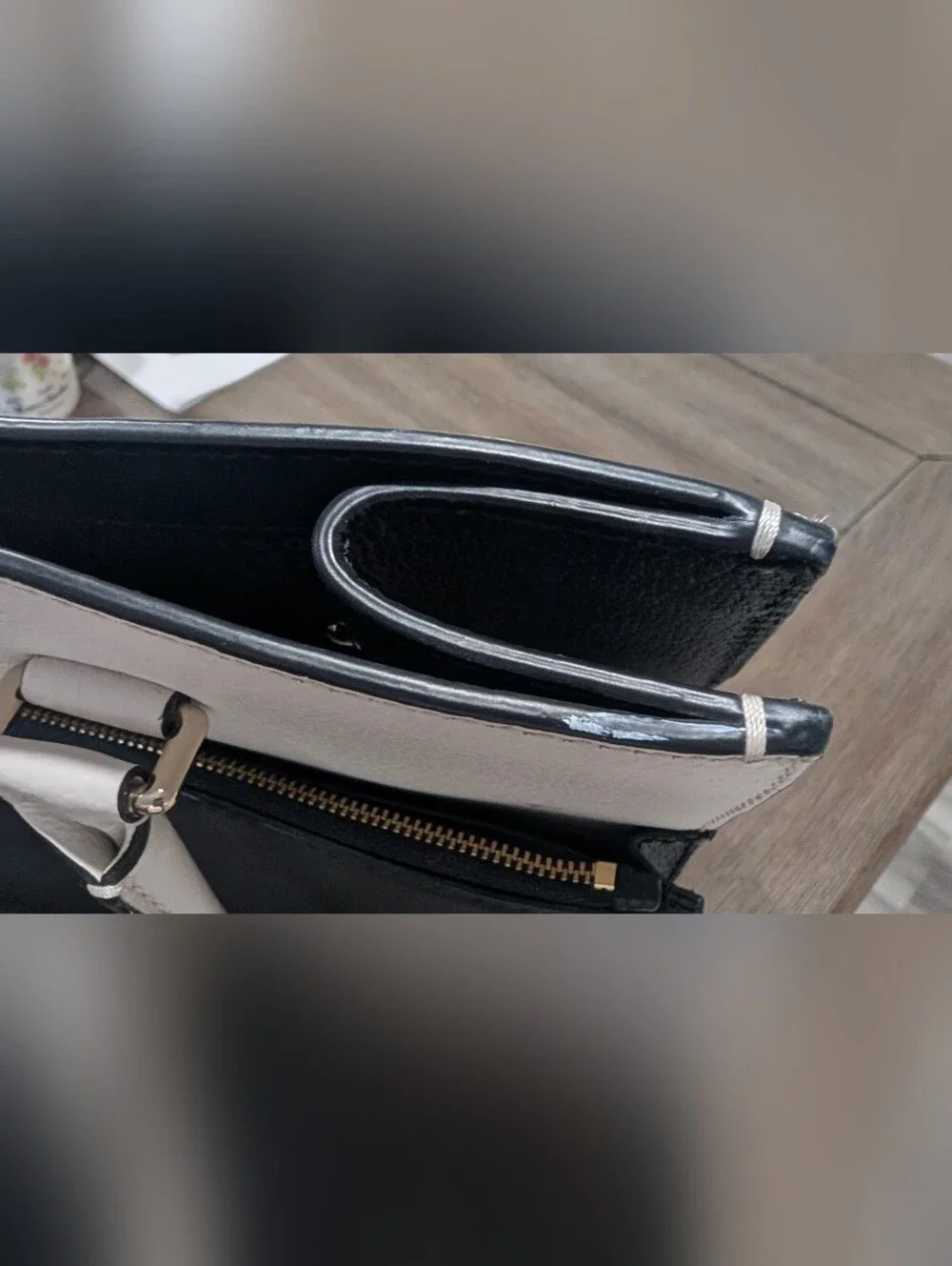 kate spade Black and Cream Two-Tone Leather Bag Very Gently Used